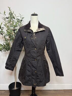 Barbour Black Tailored Utility Jacket with Cord Collar